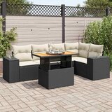  6-dijelni set vrtnih sofa s jastucima crni od poliratana Slike