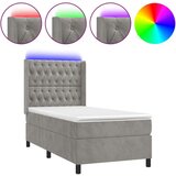  Box spring s madracem LED svjetlosivi 100x200 cm baršun | shoptok.hr