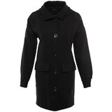 Trendyol Black Oversize Hooded Button Closure Cachet Coat Cene