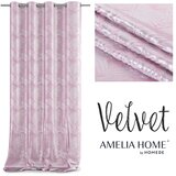  Curtain SILVERLEAVES color powder pink printed style glamor silver eyelets velvet 140x245 AmeliaHome | shoptok.hr