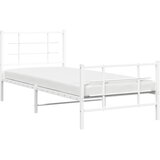  Metalni okvir kreveta uzglavlje i podnožje bijeli 90x190 cm | shoptok.hr