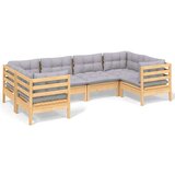  Vrtna sedežna garnitura 6-delna s sivimi blazinami borovina, (20674496) | Shoptok.si