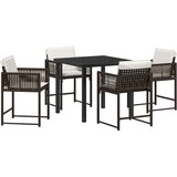  5-delni set za vrtno jedilnico z blazinami rjava poli ratan, (22087693) | Shoptok.si