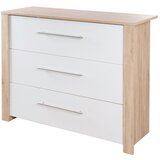Roba Bela/v naravni barvi nizka otroška komoda v hrastovem dekorju s previjalnim pultom 112x98 cm – | Shoptok.si