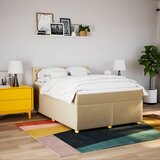  Krevet s oprugama i madracem krem 160x200 cm od tkanine | shoptok.hr