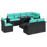  9-dijelni set vrtnih sofa s jastucima crni od poliratana bagrem | shoptok.hr