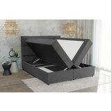 Ropez Temno siva oblazinjena zakonska postelja s prostorom za shranjevanje z letvenim dnom 200x200 cm Rico – | Shoptok.si