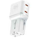 3mk Potovalni Polnilnik Gan 2x USB-C 45W Z Mednarodnimi Vtikači, Bela, (5000497794) Cene