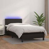  Box spring postelja z vzmetnico LED črn 100x200 cm umetno usnje, (20724163) Cene