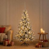  Umjetno božićno drvce s kuglicom 120 cm 150 LED lampica - Zelena i bijela 120 cm s LED-ima i srebrnim lopticama | shoptok.hr
