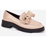 Boto Patented moccasins with bow and decorative brooch beige Leandriel | Shoptok.si