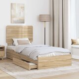 vidaXL Krevetna konstrukcija s ladicama Sonoma hrast 90 x 190 cm | shoptok.hr