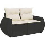 vidaXL Vrtna sedežna garnitura 7-delna z blazinami črn poli ratan | Shoptok.si