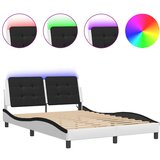  The Living Store Posteljni okvir z LED lučkami belo črn 120x200 cm umetno usnje - Posteljni Okvir, (21498327) | Shoptok.si