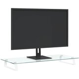  Stalak za monitor bijeli 80x35x8 cm kaljeno staklo i metal | shoptok.hr