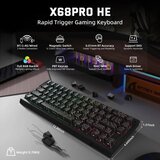 Attack Shark Bežična gaming tastatura X68Pro HE Magnetic Swith/8KHz/TriMode/RT/SnapTap/Black cont | Eponuda.com