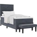 vidaXL Postelja s škatlastim vzmetenjem z vzmetnico in klopjo Temno siva 100x200 cm Velvet | Shoptok.si