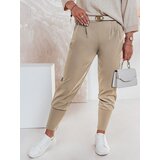 DStreet Damskie spodnie chinosy onesize z paskiem KLASSIA beżowe | shoptok.hr