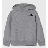 The North Face Otroški pulover NEW GRAPHIC HOODIE siva barva, s kapuco