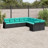  10-dijelni set vrtnih sofa od poliratana s jastucima crni | shoptok.hr