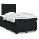 vidaXL Box spring postelja z vzmetnico črna 120x200 cm žamet | Shoptok.si
