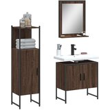 The Living Store Komplet kopalniških omaric 3-delni rjavi hrast inženirski les - Komplet Kopalniškega Pohištva, (21499258) | Shoptok.si