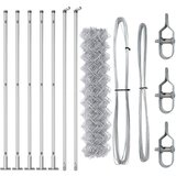 vidaXL Ograda od lančane veze s 7 flanšastih stupova 1.2x10 m pocinčanog čelika | shoptok.hr