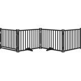  Vrata za pse s vratima sklopiva 4 panela crna 320 cm | Shoptok.si