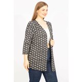 Şans Women's Smoky Plus Size Point Patterned Viscose Cardigan with Adjustable Sleeve Length Cene