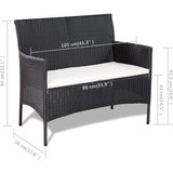  4-dijelna vrtna garnitura od poliratana s jastucima crna | shoptok.hr