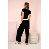 Kesi Włoski Ribbed set blouse + wide-leg trousers black | Shoptok.si