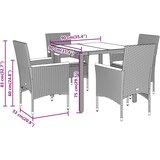  5-dijelni vrtni blagovaonski set s jastucima poliratan i bagrem Siva 90 x 90 x 75 cm | shoptok.hr