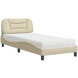 vidaXL Postelja z vzmetnico krem 90x200 cm blago, (21156184) Cene