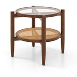 Costway Stranska mizica Kavna mizica s steklenim vrhom 56 x 56 x 46 cm, (5000007548) Cene