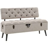 vidaXL Klop za shranjevanje z naslonjalom 110 cm krem blago | Shoptok.si