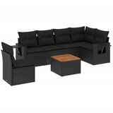 Maison Chic Seti vrtnega pohištva - Vrtna garnitura - Vrtni pohištvo set 7-delna z blazinami črn poli ratan, (21803252) | Shoptok.si