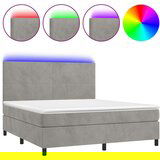 vidaXL Krevet box spring s madracem LED svjetlosivi 180x200 cm baršun Cijene