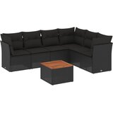  7-dijelni set vrtnih sofa od poliratana s jastucima crni | shoptok.hr