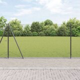 vidaXL zavarena žičana ograda s 13 flanciranih stupova siva 1,2x50 m čelik | shoptok.hr