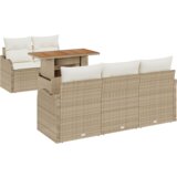 vidaXL 6 delni vrtni kavč set z blazinami bež poli ratan | Shoptok.si