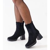 Gemre Black square-toe heeled eco-suede ankle boots Hesca | shoptok.hr