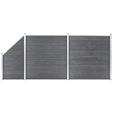 vidaXL set WPC ograda 2 kvadratne + 1 kosa 446 x 186 cm sivi | shoptok.hr