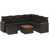  8-dijelni set vrtnih sofa od poliratana s jastucima crni Slike