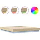 Maison Chic Posteljni okvir - Dvoposteljna postelja - Zakonska postelja z LED diodami sonoma hrast 200x200 cm, (21694375) Cene