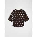 Sinsay Pamučna bluza s rukavima 3/4 i naborima sa strane | shoptok.hr