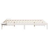 vidaXL Posteljni okvir s stranskimi omaricami Bela 140 x 220 cm | Shoptok.si