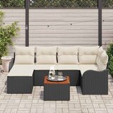  Sjedeća garnitura za vrt 7 kom. Crna i Krema poliratan 232,5 x 122,5 x 69 cm | shoptok.hr