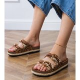 Gemre Brown ethnic slides with buckles on straps Zebrina | shoptok.hr