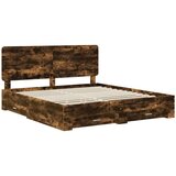  Okvir za krevet s uzglavljem Dimljeni hrast 200 x 200 cm | shoptok.hr