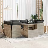 Maison Chic Seti vrtnega pohištva - Vrtna garnitura - Vrtni pohištvo set 7-delna z blazinami siv poli ratan, (21802918) | Shoptok.si
